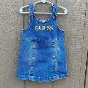 guess gold sequin denim girls size 3T overall dress